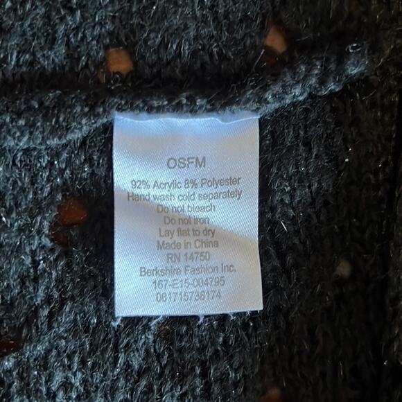 Black Infinity Scarf Acrylic Blend Sweater Knit Warm Cozy Soft - Picture 3 of 6